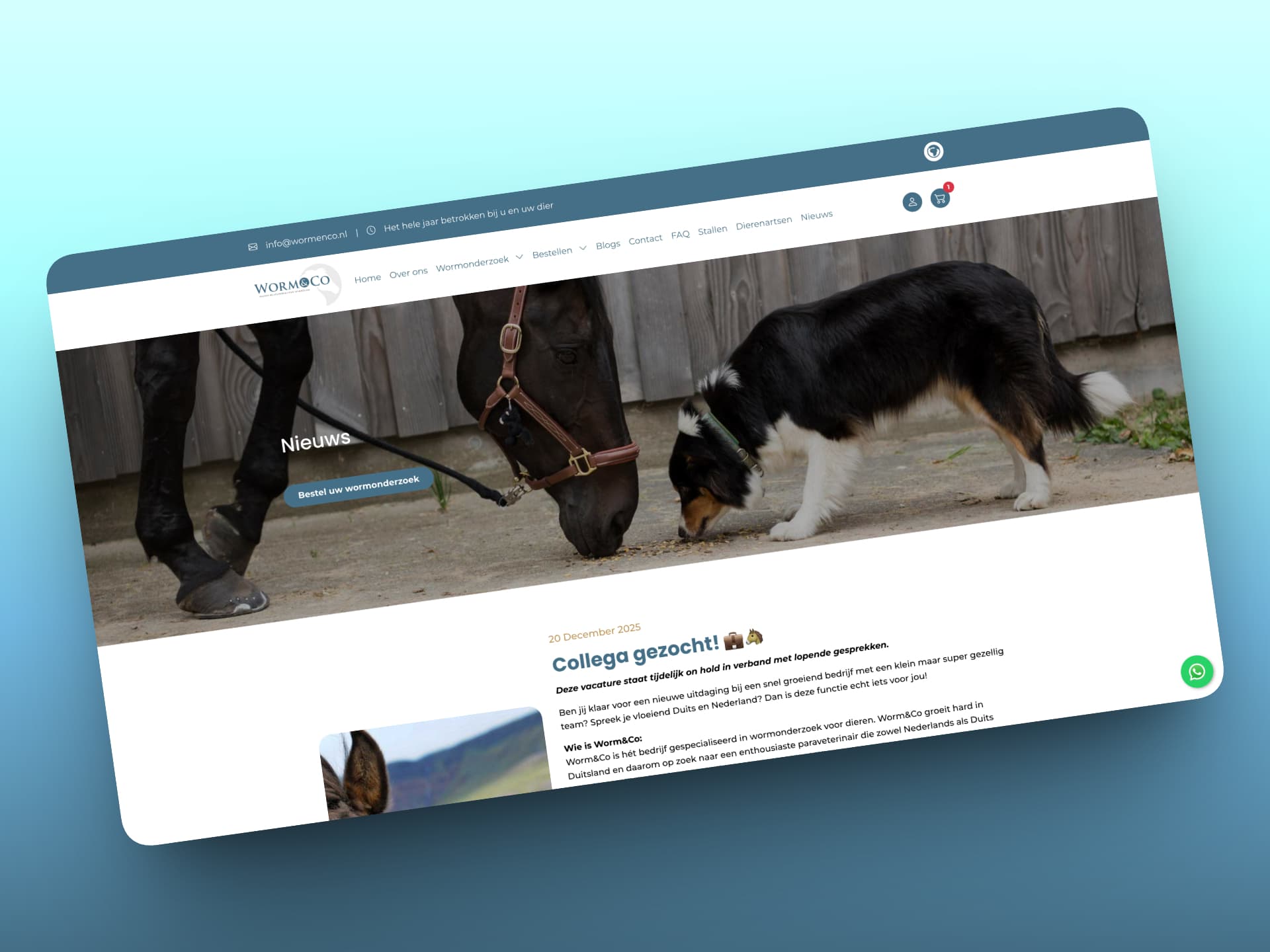 Worm&Co webshop interface