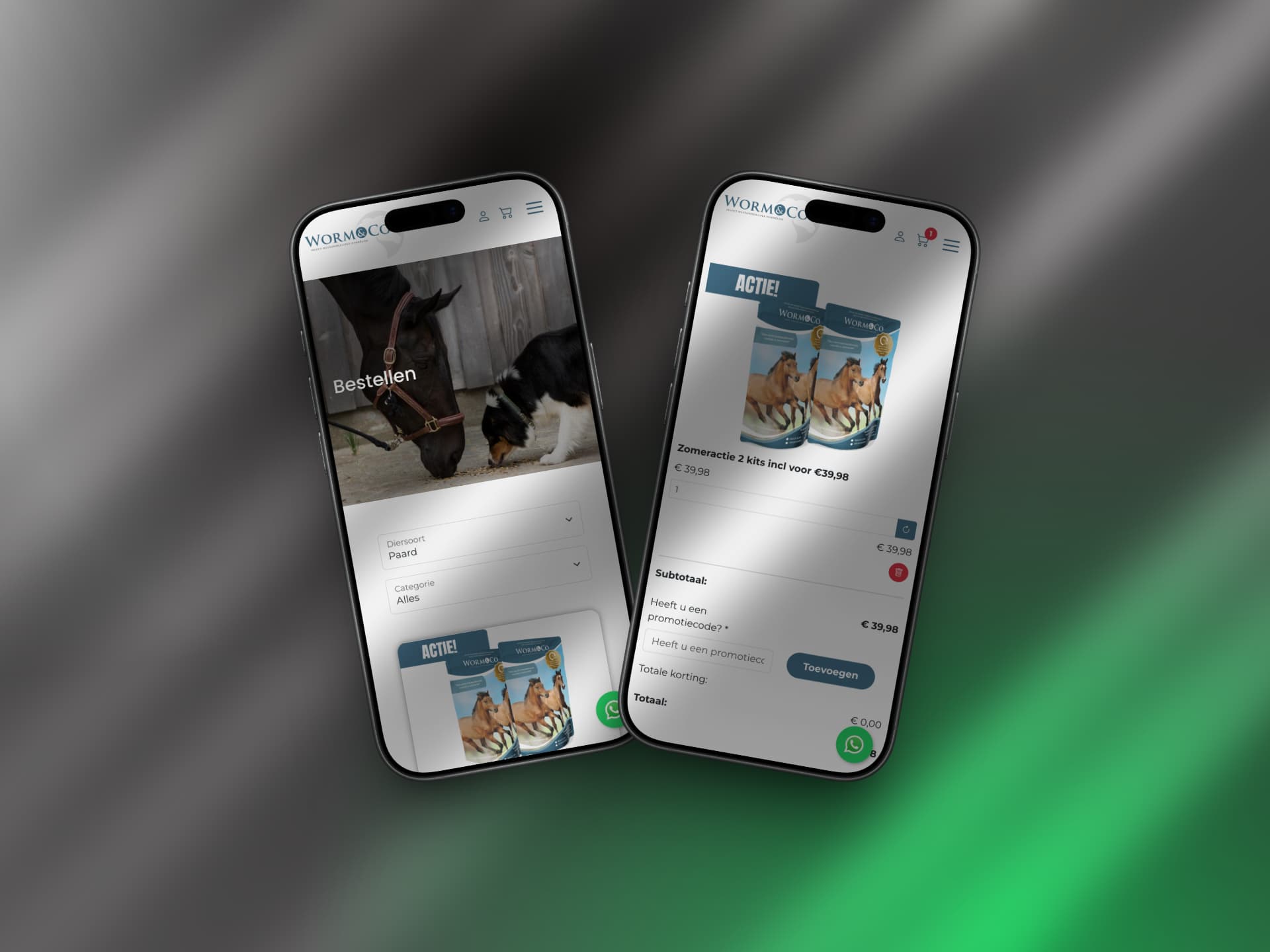 Worm&Co mobiele responsive layout